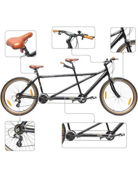 Rower Tandem Męski Damski Miejski Trekkingowy 26" SHIMANO Aluminium Dzwonek