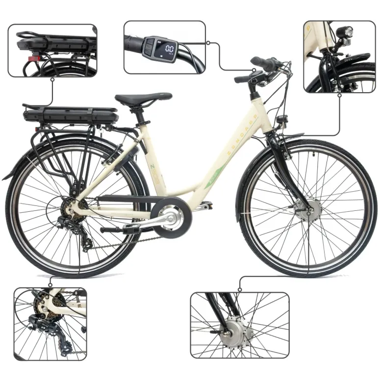 Rower Elektryczny Damski Miejski 26" SHIMANO 250 W Alu Aplikacja 2025 NFC