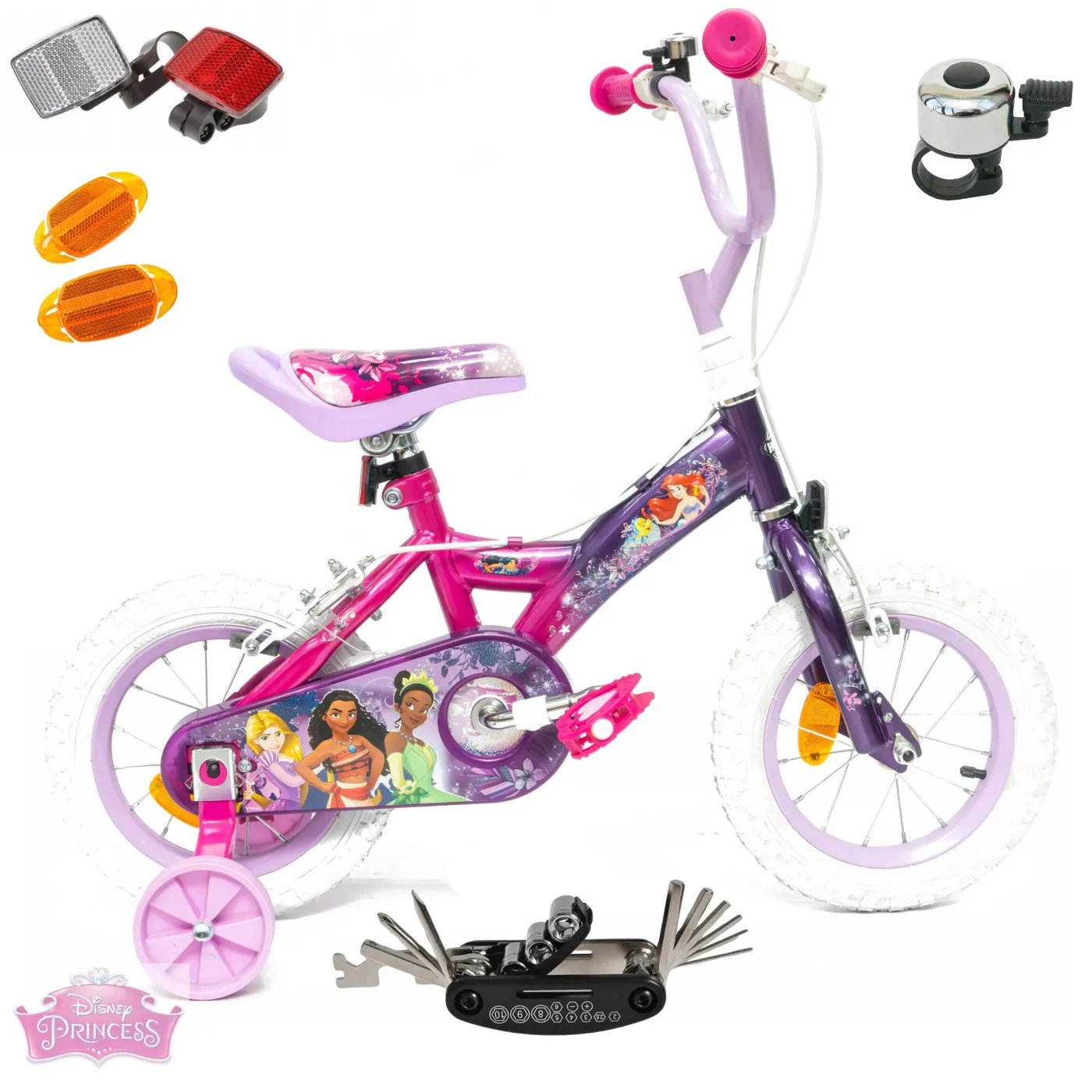 Rower Dziecięcy Dziewczęcy Koła 12" Kółka Boczne Disney Princess Dzwonek