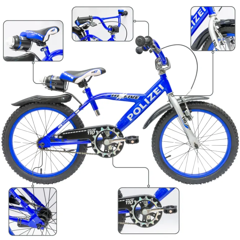 Rower Dziecięcy Chłopięcy Koła 18" POLIZEI Błotniki Dzwonek Stopka Policja