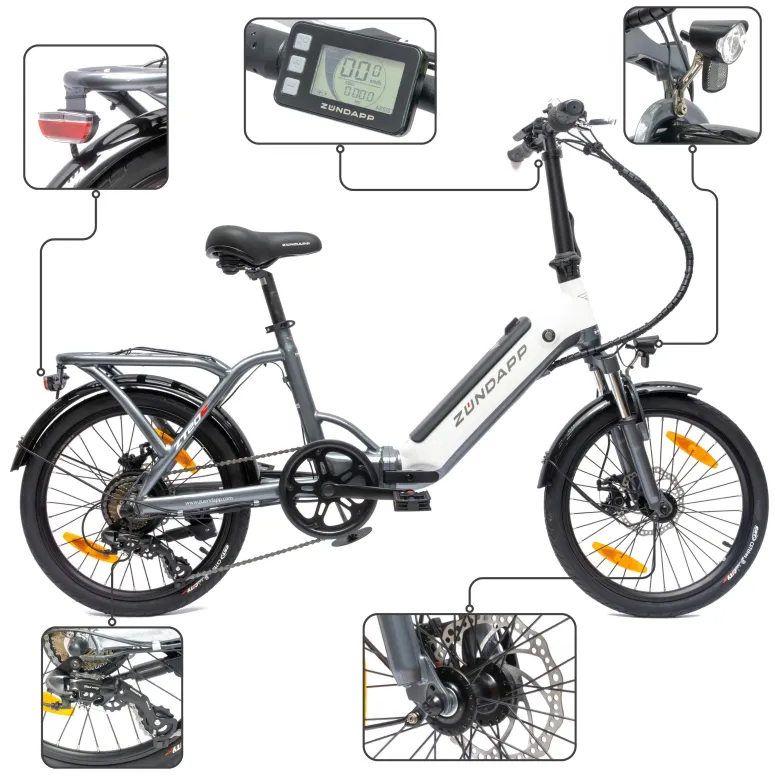 Rower Elektryczny Męski Damski Składany 20" SHIMANO Tarcze 250 W LCD Alu