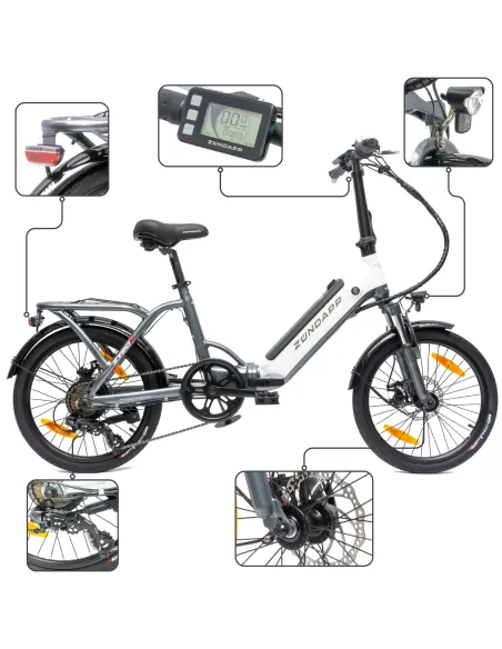 Rower Elektryczny Męski Damski Składany 20" SHIMANO Tarcze 250 W LCD Alu