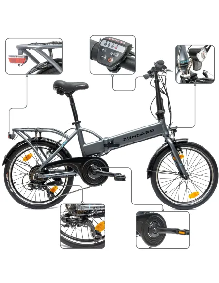 Elektryczny Rower Miejski 20 ALU Składak Męski Damski E-bike Zasięg 60km