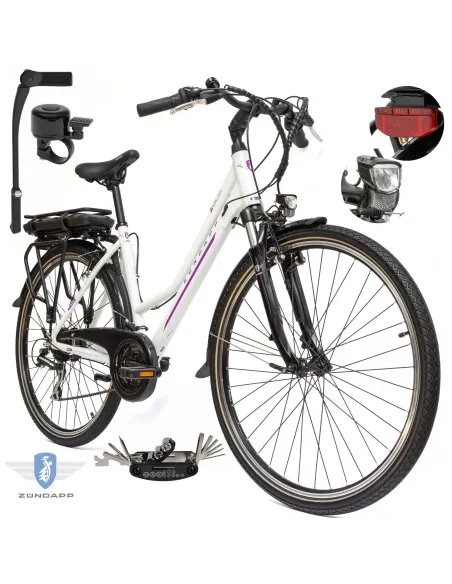 Elektryczny Rower Trekkingowy 28 Alu Bagażnik Światła Stopka Wspomaganie