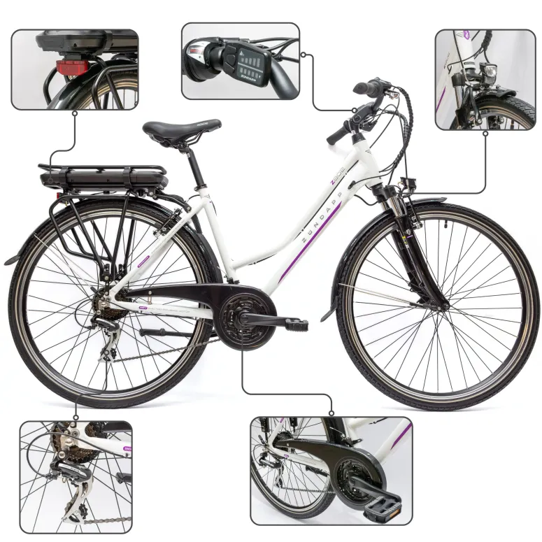 Elektryczny Rower Trekkingowy 28 Alu Bagażnik Światła Stopka Wspomaganie