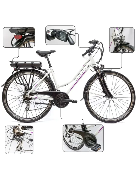 Elektryczny Rower Trekkingowy 28 Alu Bagażnik Światła Stopka Wspomaganie