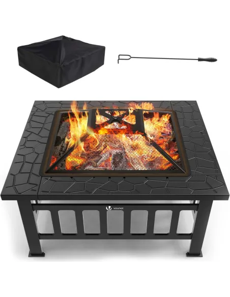 Palenisko Do Grillowania VOUNOT Ogrodowe 81 x 81 x 45 cm + Pokrowiec, Ruszt