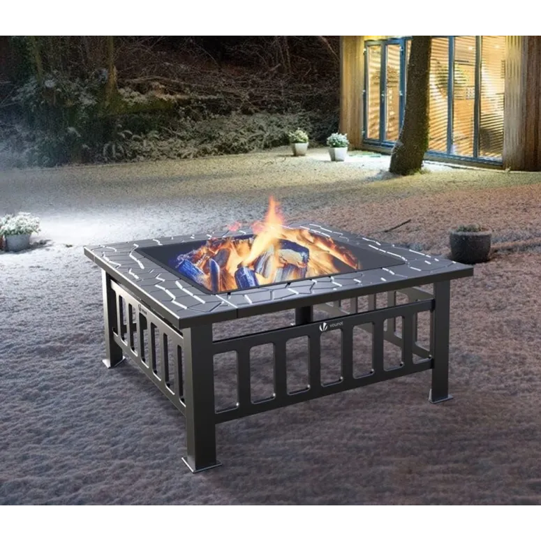 Palenisko Do Grillowania VOUNOT Ogrodowe 81 x 81 x 45 cm + Pokrowiec, Ruszt