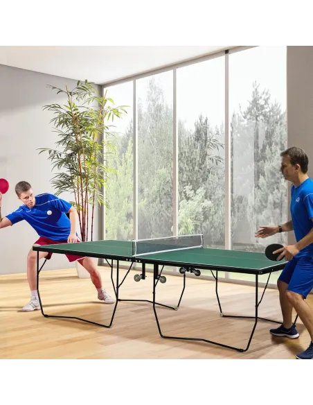 Stół Do Tenisa Stołowego SPORTNOW Green PingPong Składany Akcesoria Kółka