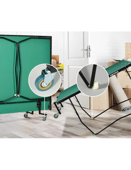 Stół Do Tenisa Stołowego SPORTNOW Green PingPong Składany Akcesoria Kółka