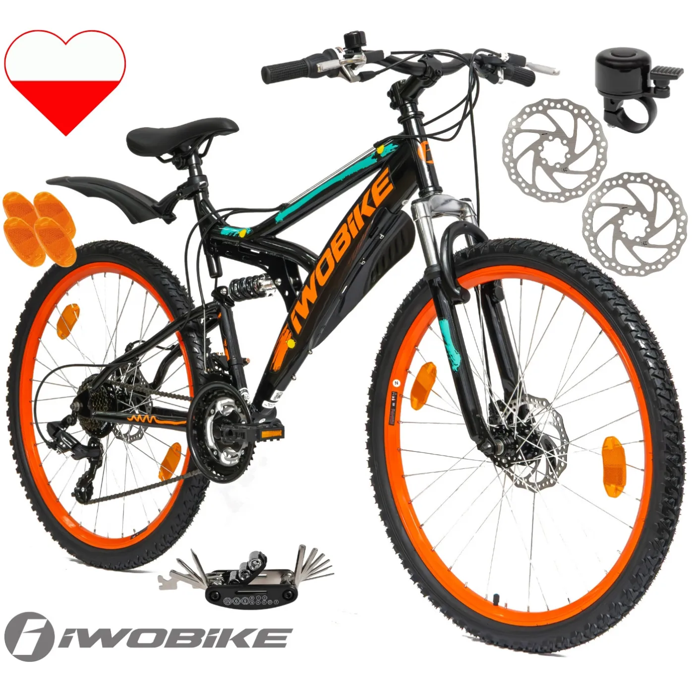 Rower Męski Damski Górski 26" MTB IWOBIKE 2025 Shimano Tarcze Full Amory