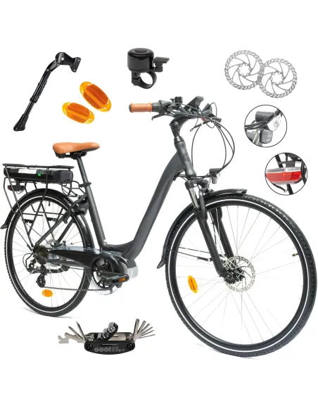 Rower Elektryczny Damski Miejski 28" SHIMANO 250 W LCD Dzień Dziadka Babci