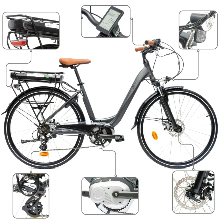 Rower Elektryczny Damski Miejski 28" SHIMANO 250 W LCD Dzień Dziadka Babci