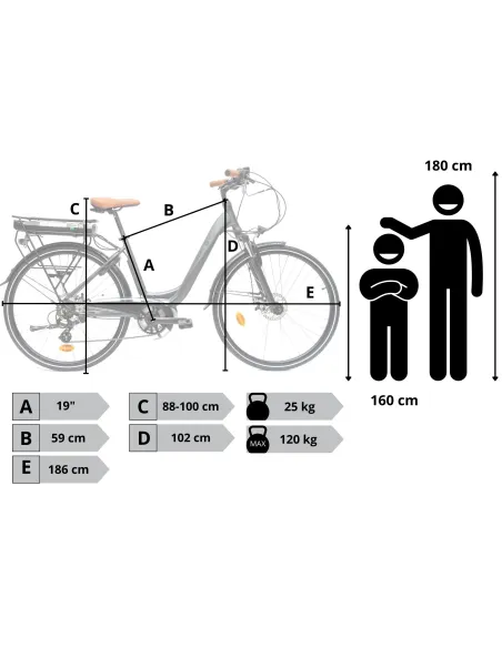 Rower Elektryczny Damski Miejski 28" SHIMANO 250 W LCD Dzień Dziadka Babci