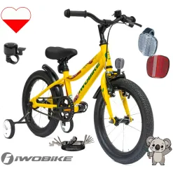Rower Dziecięcy 16" Chłopięcy Dziewczęcy IWOBIKE 2025 Kółka Boczne Dzwonek