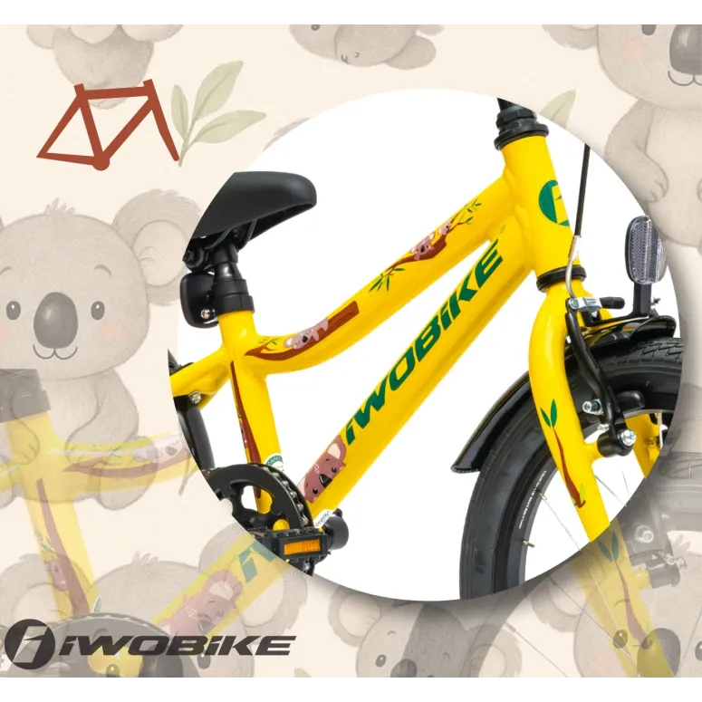 Rower Dziecięcy 16" Chłopięcy Dziewczęcy IWOBIKE 2025 Kółka Boczne Dzwonek