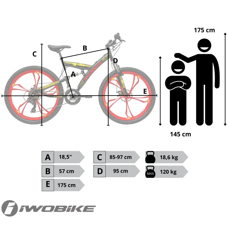 Rower Męski Damski Górski 26" IWOBIKE Felgi Shimano MTB Tarcze Full Amory