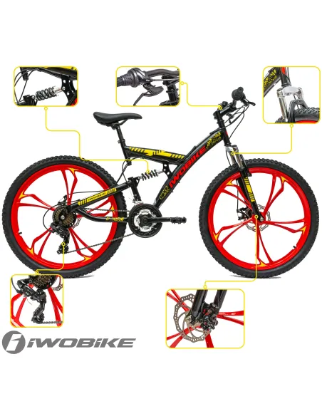 Rower Męski Damski Górski 26" IWOBIKE Felgi Shimano MTB Tarcze Full Amory