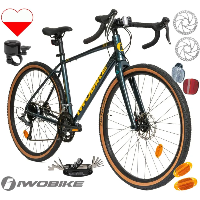 Rower Męski Gravel 28 Aluminium IWOBIKE 2025 Shimano Claris Tarcze Lekki