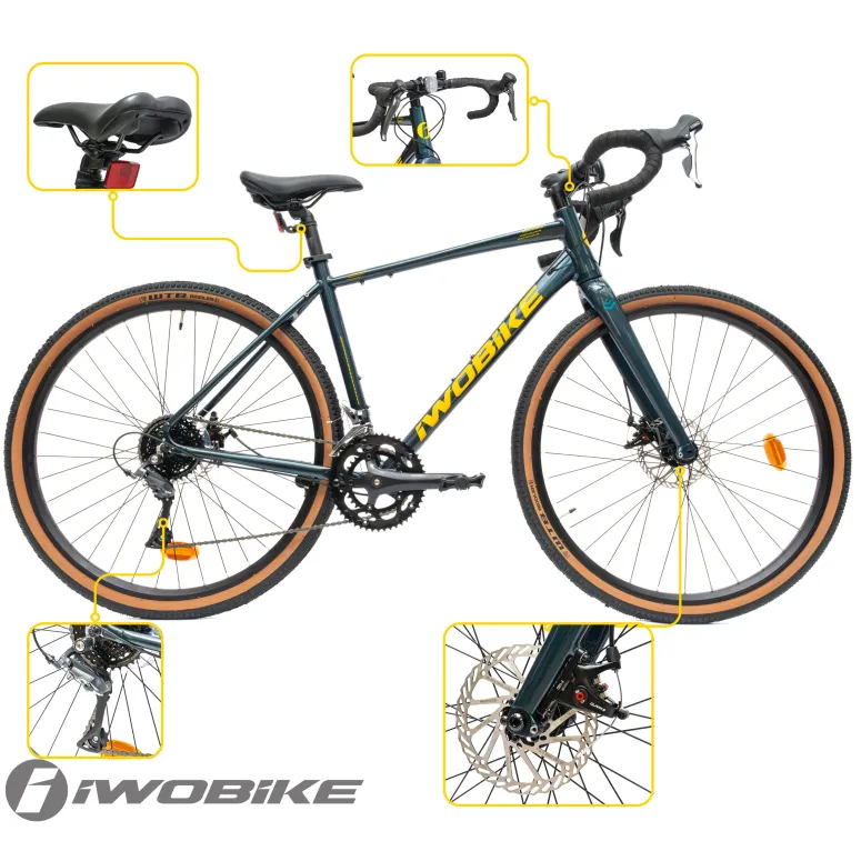 Rower Męski Gravel 28 Aluminium IWOBIKE 2025 Shimano Claris Tarcze Lekki