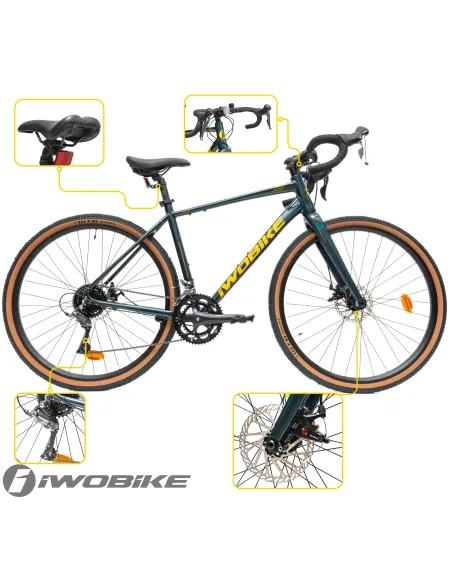 Rower Męski Gravel 28 Aluminium IWOBIKE 2025 Shimano Claris Tarcze Lekki