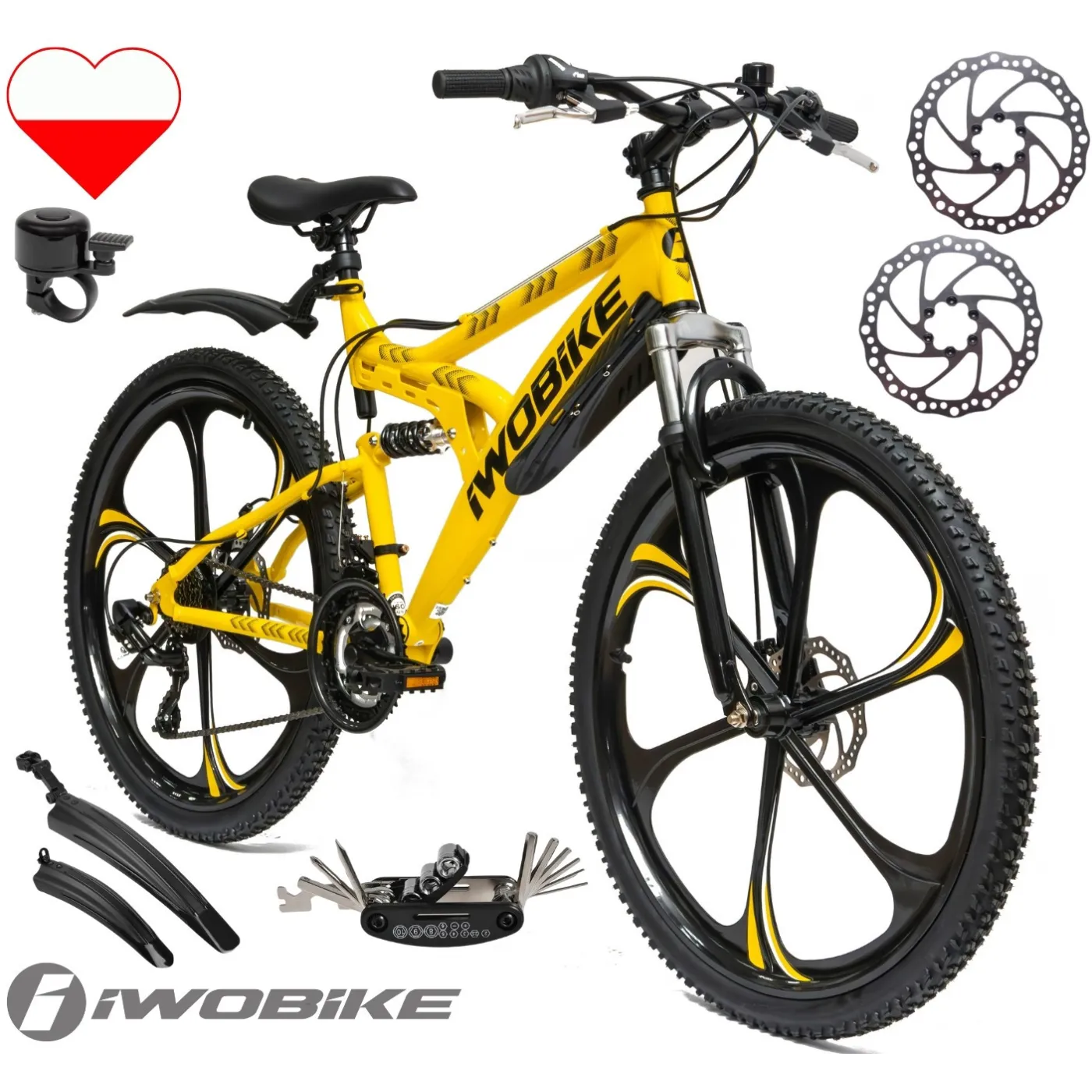 Rower Męski Damski Górski Koła 26 MTB Shimano IWOBIKE 2025 Full Amory Felgi