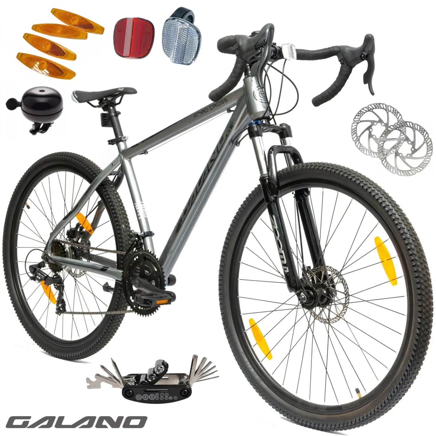 Rower Gravel 29 Przełajowy Aluminiowy Tarcze 14 Bieg Dzwonek Klamkomanetki