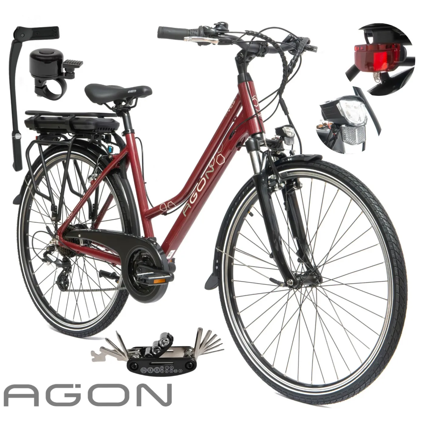 Rower Elektryczny Damski Miejski 28" SHIMANO Amory LED 250 W Alu Stopka