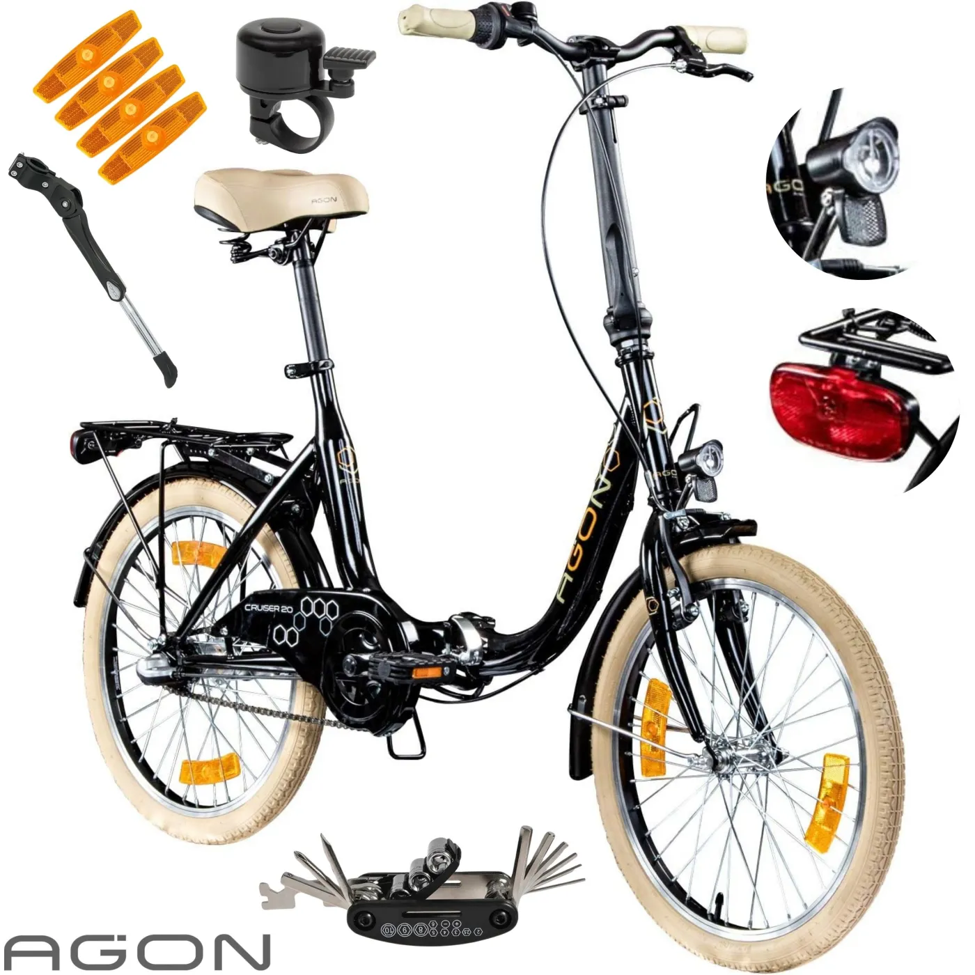 Rower Damski Męski Składany 20" SHIMANO Nexus Miejski Składak Oświetlenie