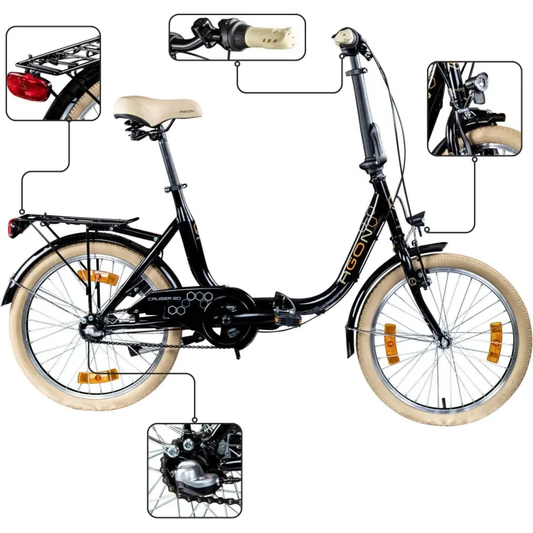 Rower Damski Męski Składany 20" SHIMANO Nexus Miejski Składak Oświetlenie