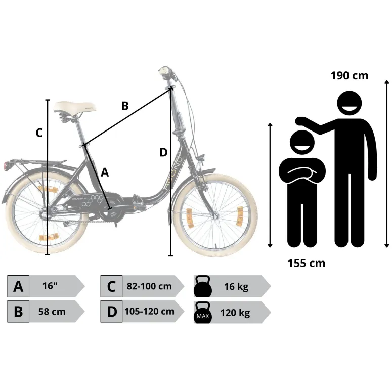 Rower Damski Męski Składany 20" SHIMANO Nexus Miejski Składak Oświetlenie
