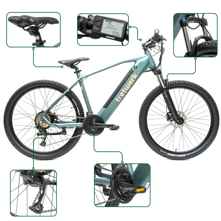 Rower Elektryczny Męski Damski Górski 27,5" MTB Shimano Alivio 250 W LCD