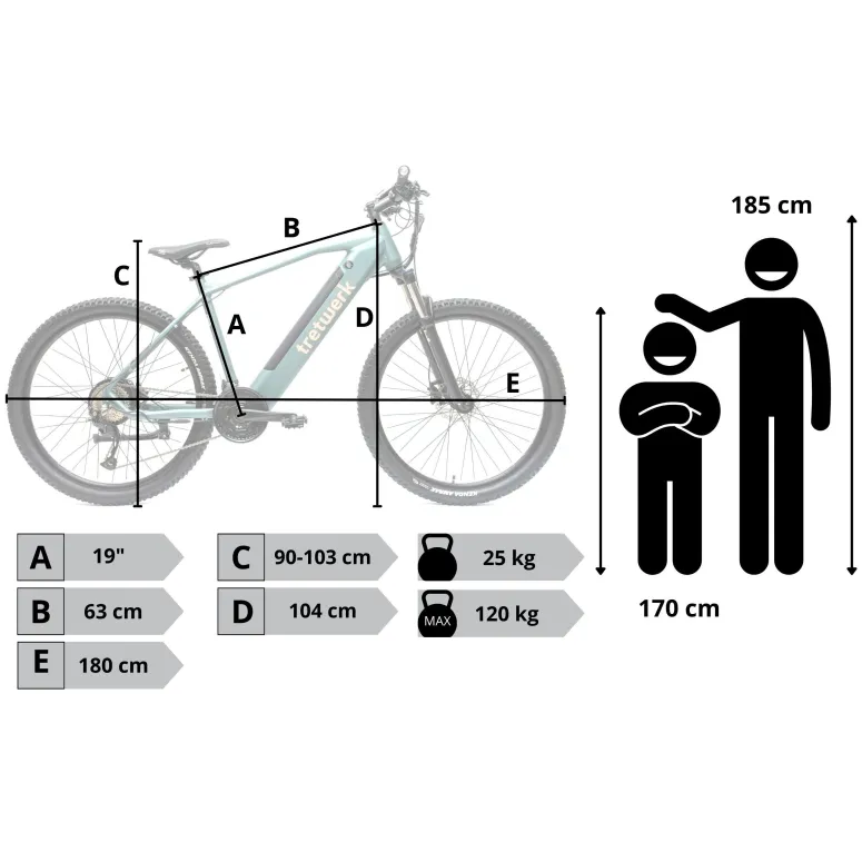 Rower Elektryczny Męski Damski Górski 27,5" MTB Shimano Alivio 250 W LCD