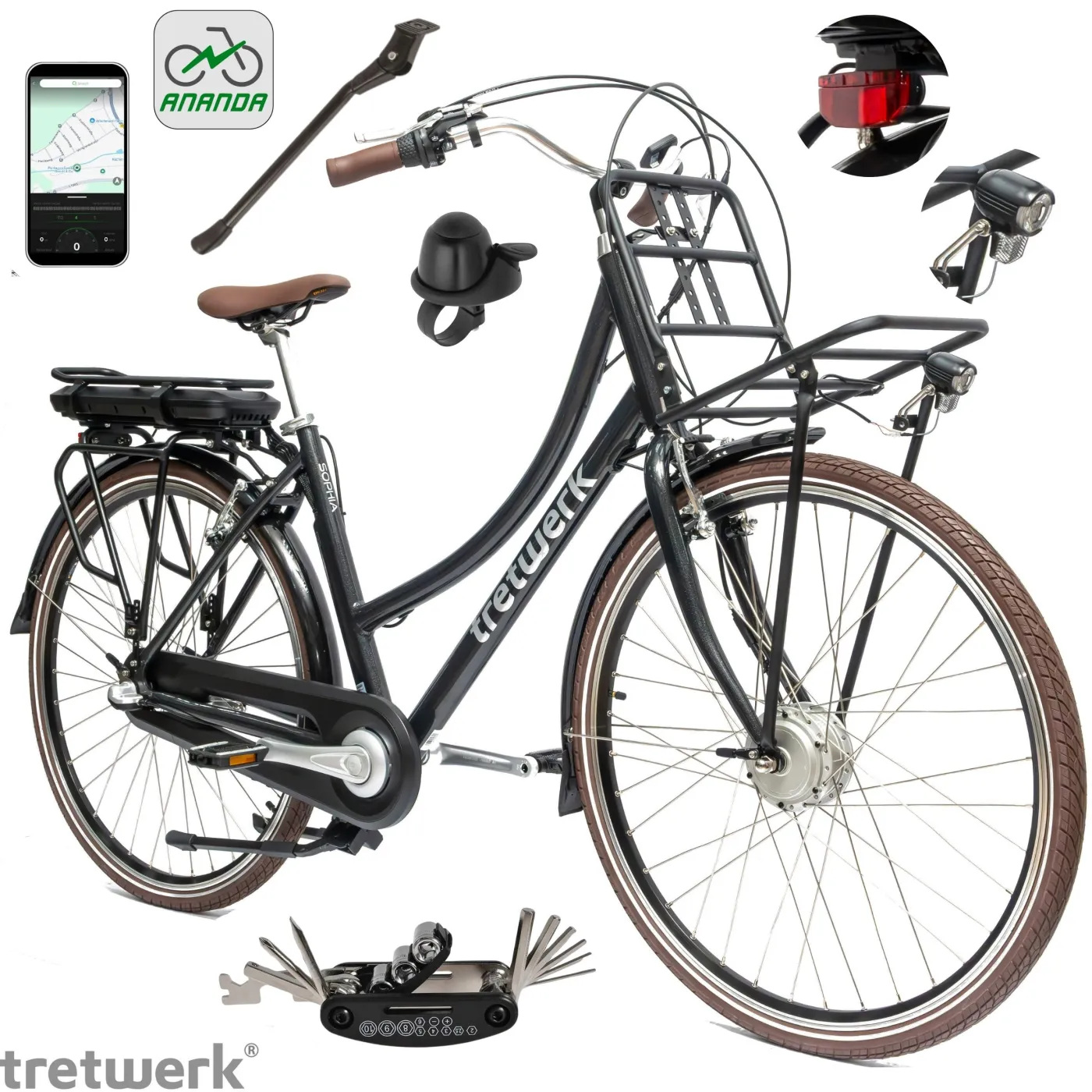 Rower Elektryczny Damski Miejski 28" SHIMANO Nexus 250 W Oświetlenie 2025