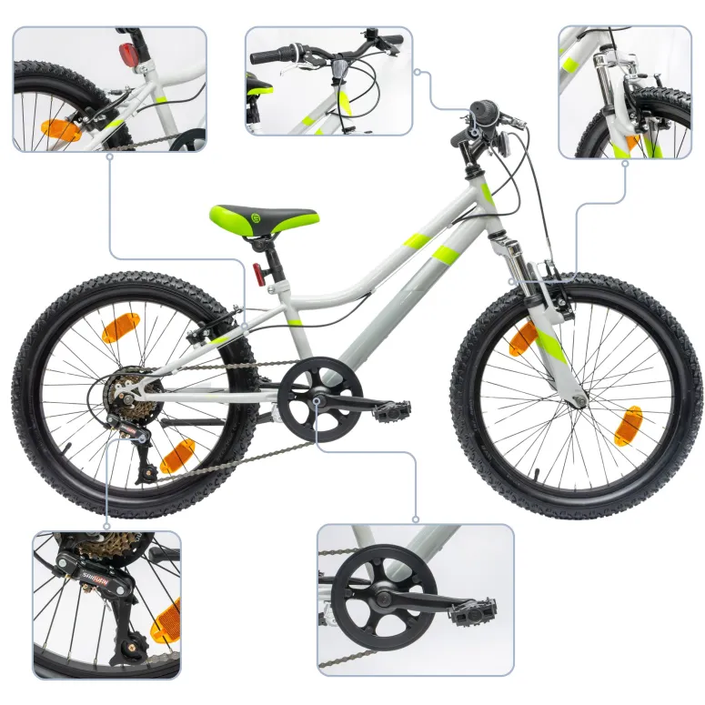 Rower Dziecięcy Chłopięcy Koła 20 Dzwonek Stopka Amortyzacja SAIGUAN 7 bieg