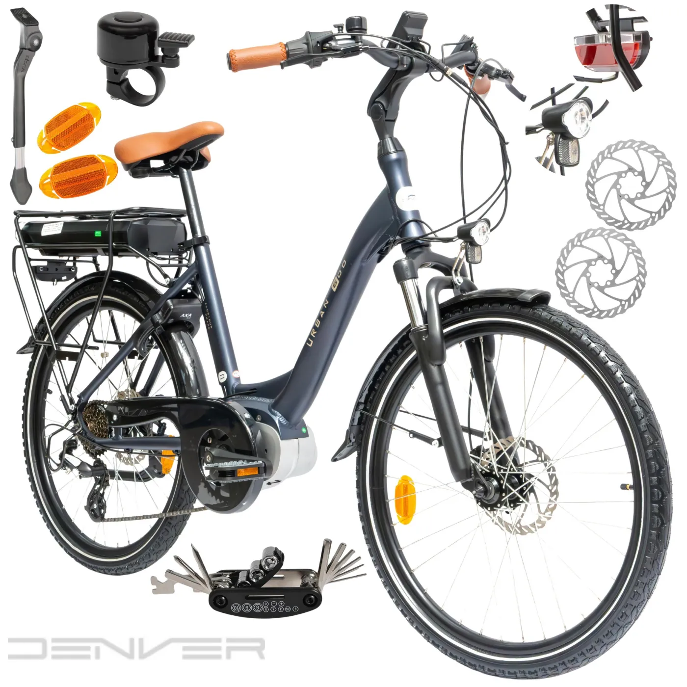 Rower Elektryczny Miejski Dziecięcy 24" Tarcze LCD Alu SHIMANO 250 W Amory