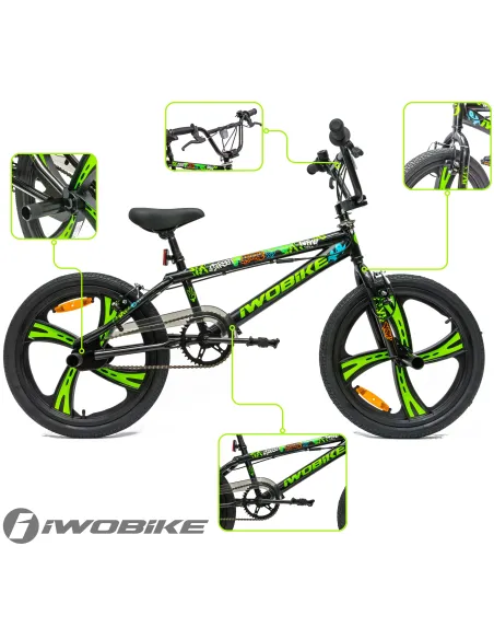 Rower Męski Damski BMX 20" Rotor 360 Pegi IWOBIKE Felgi Młodzieżowy Dzwonek