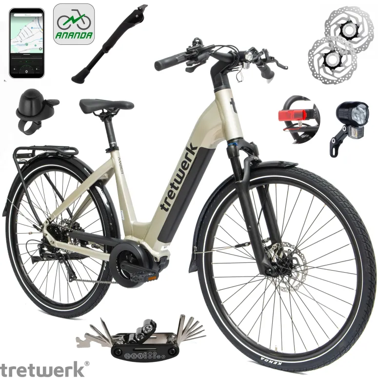 Rower Elektryczny Damski Miejski 28" SHIMANO 250 W LCD Aplikacja NFC 2025