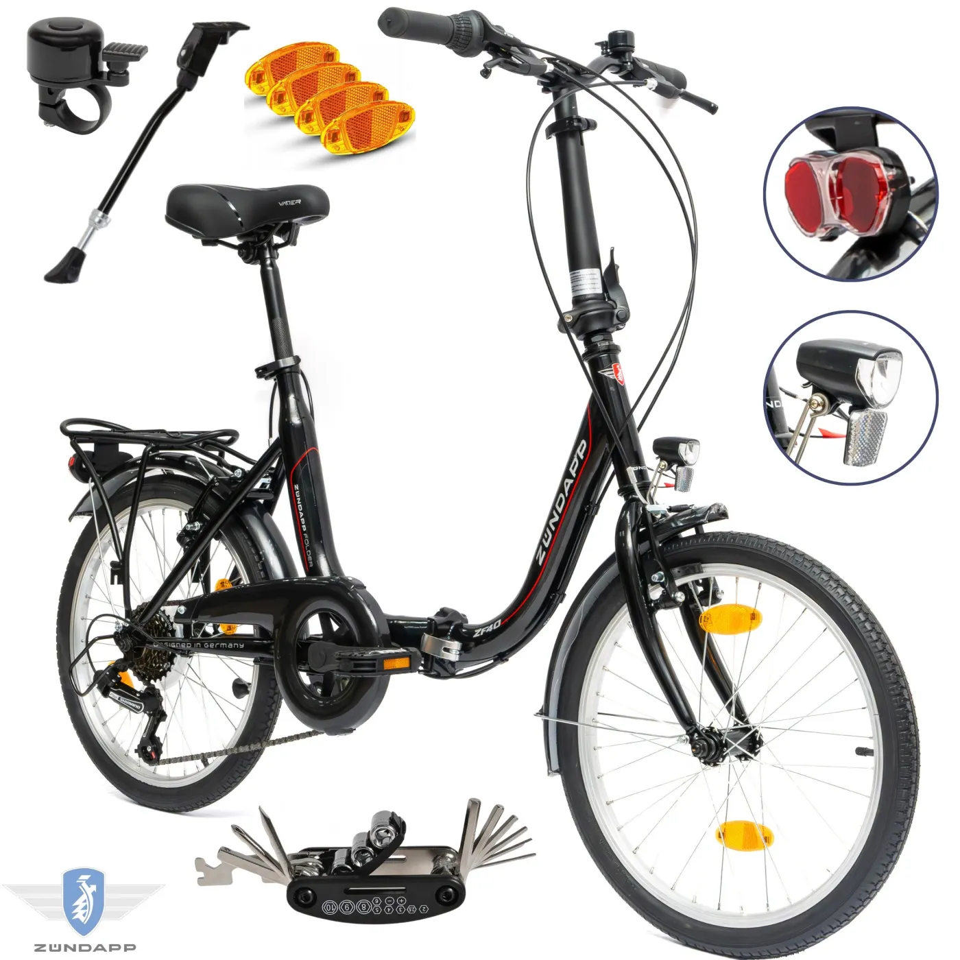 Rower Damski Męski Składany Miejski 20" Składak SHIMANO Oświetlenie Dynamo