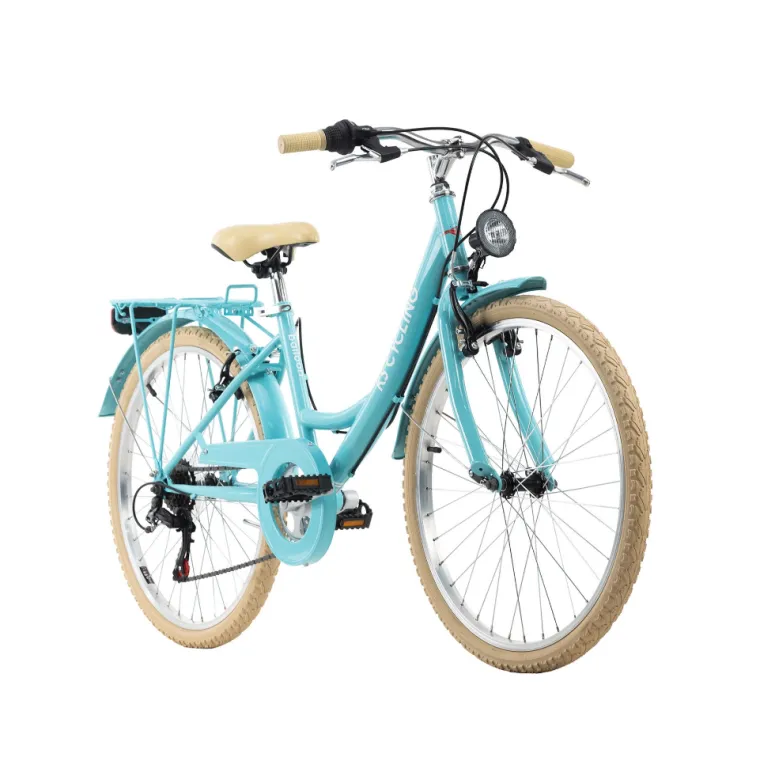 Rower Miejski 24 Bagażnik 6 Biegów Światła Dziewczęcy Młodzieżowy - 8