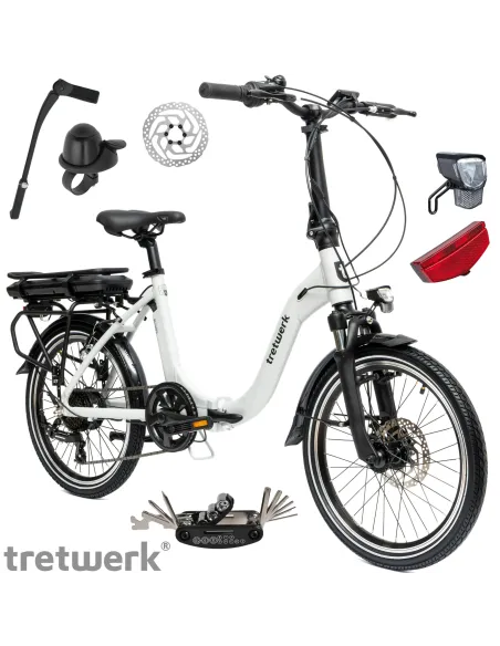 Rower Elektryczny Składany 20" Shimano Alu Amortyzacja Przód Oświetlenie