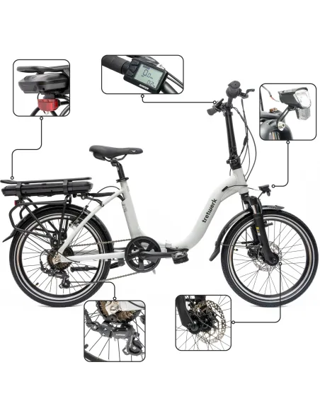 Rower Elektryczny Składany 20" Shimano Alu Amortyzacja Przód Oświetlenie