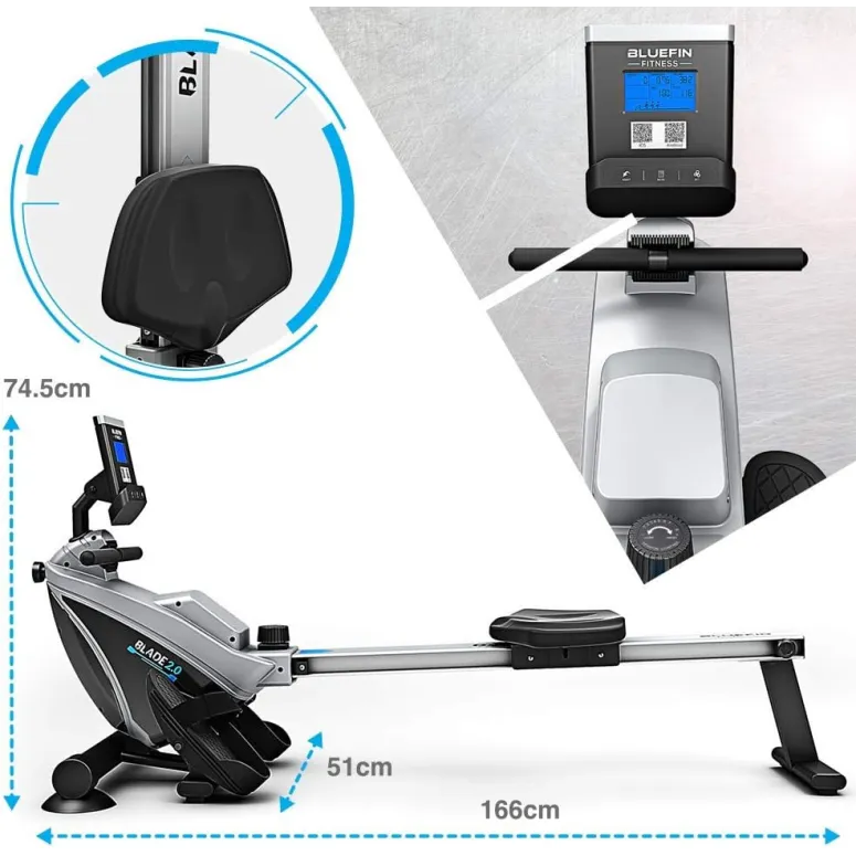 Wioślarz Magnetyczny Treningowy Bluefin Fitness BLADE 2.0 LCD APLIKACJA