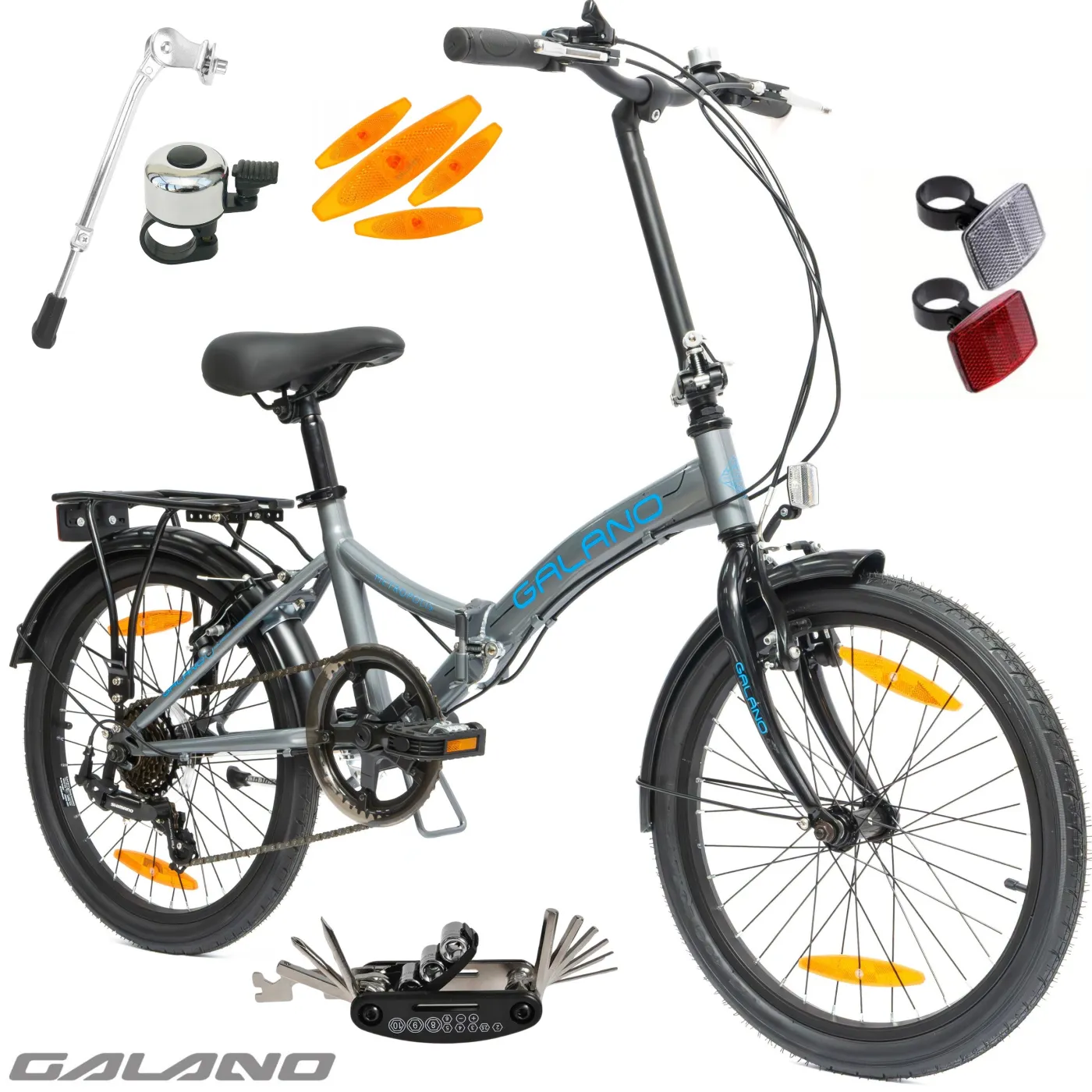 Rower Damski Męski Składany 20" Składak SHIMANO Dzwonek Bagażnik Stopka