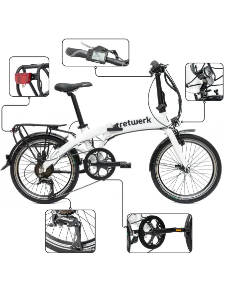 Rower Elektryczny Damski Męski Składany 20" SHIMANO LCD Składak 250 W Alu