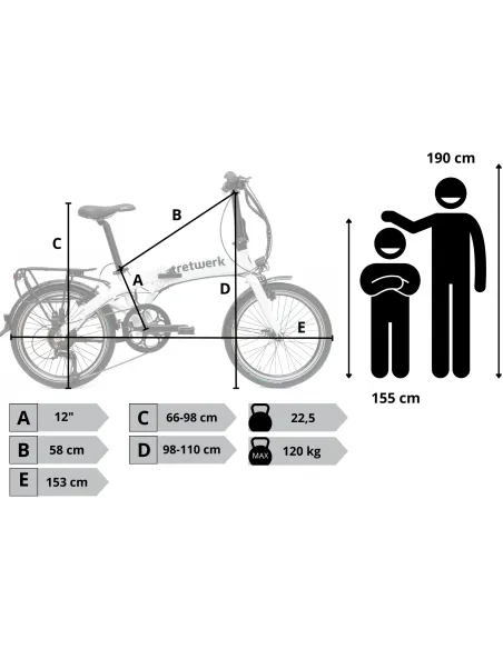Rower Elektryczny Damski Męski Składany 20" SHIMANO LCD Składak 250 W Alu