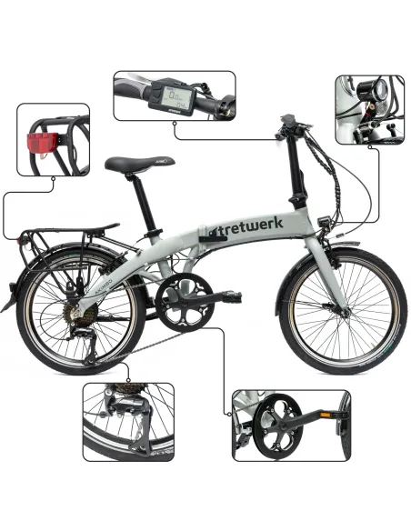 Rower Elektryczny Damski Męski Składany 20" SHIMANO LCD Składak 250 W Alu