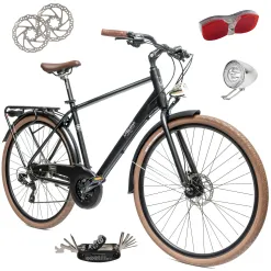 Rower Męski Miejski Koła 28" Aluminium Tarcze Oświetlenie Stopka Shimano