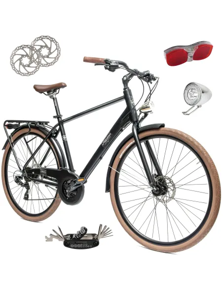 Rower Męski Miejski Koła 28" Aluminium Tarcze Oświetlenie Stopka Shimano