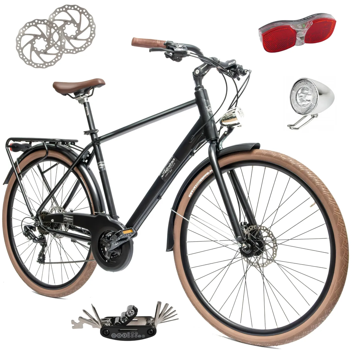 Rower Męski Miejski Koła 28" Aluminium Tarcze Oświetlenie Stopka Shimano